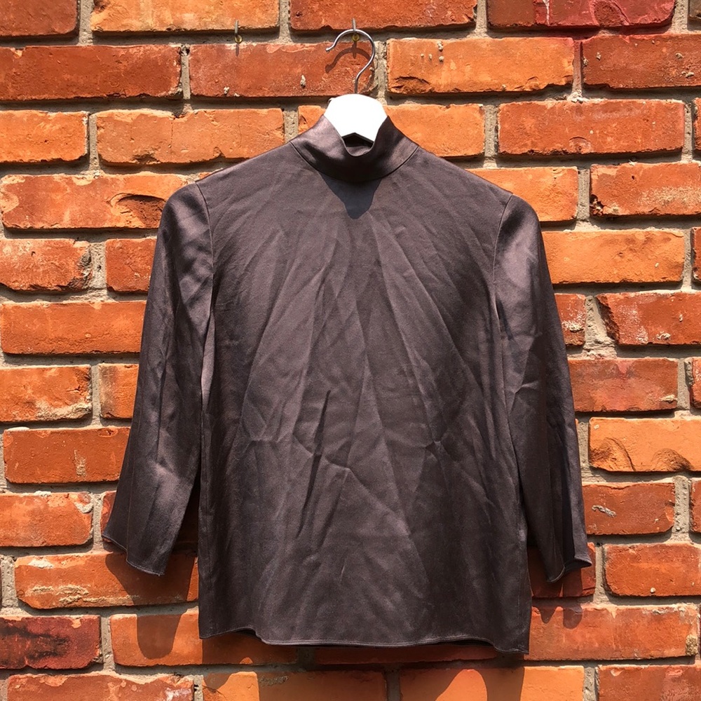 Vince 100% Silk Silver high-neck Blouse